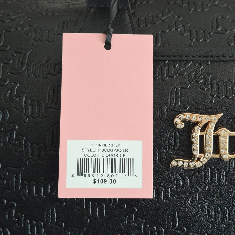 Juicy Couture NWT Black Gold Monogram Duffle Bag Weekender Travel Bag - Picture 8 of 9